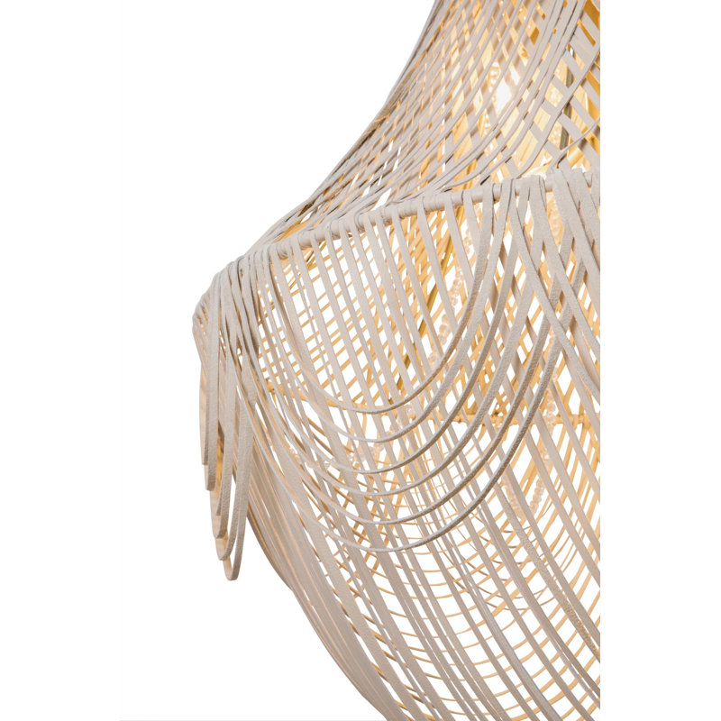 Large Leather Fringe Chandelier, Cream