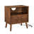 Mid Century Modern Fluted Nightstand With Charging Station USB Ports & Outlet Hole