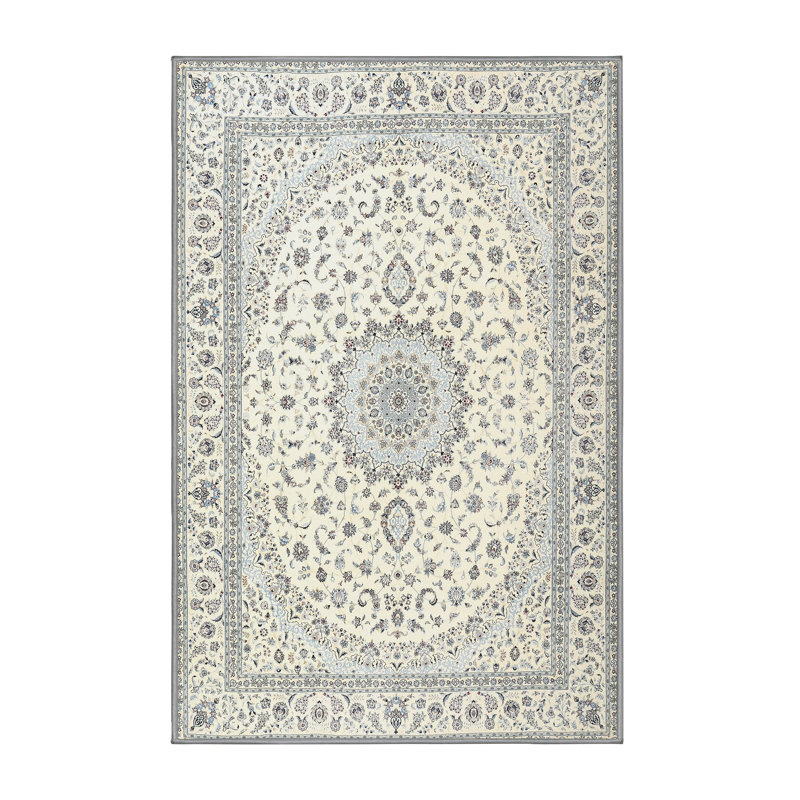 Tapis gris/crème traditionnel Aveiro, Rectangle 4 pi x 6 pi
