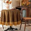 Nappe ronde en velours de 122 cm (48 po) avec pompons dorés, couleur camel-1437390398