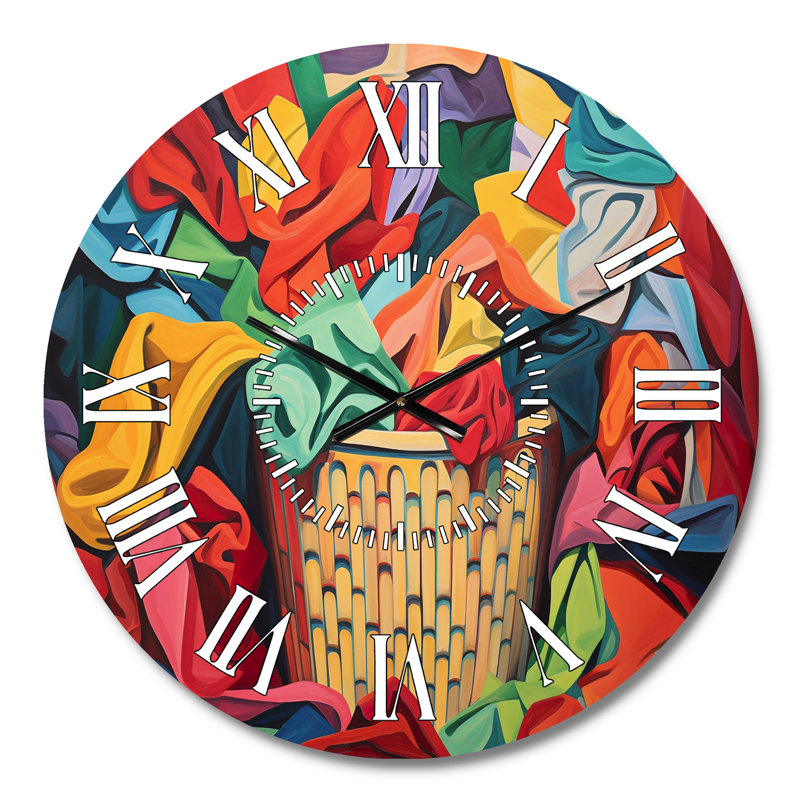Multicolor Laundry Basket I - Laundry White Face Wall Clock, Medium