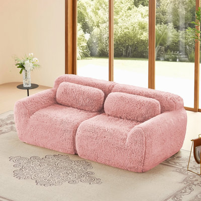 Canapé modulaire à 2 places pour canapé modulaire, conception antidérapante en tissu moelleux et moelleux, éponge haute densité 32D, conception ergonomique sans assemblage, avec coussins décoratifs pour le salon