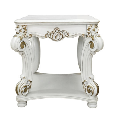 Table de bout Timeless Antique Pearl, tablette pour objets décoratifs, option de fond captivant, ameublement traditionnel