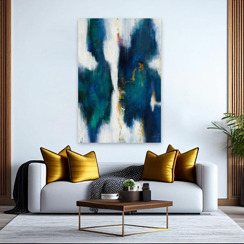 Art abstrait abstrait et bleu, H 60 po x l 40 po