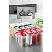 CRYSTALIA Spice Jar Set, Plastic Seasoning Shaker with Lids and