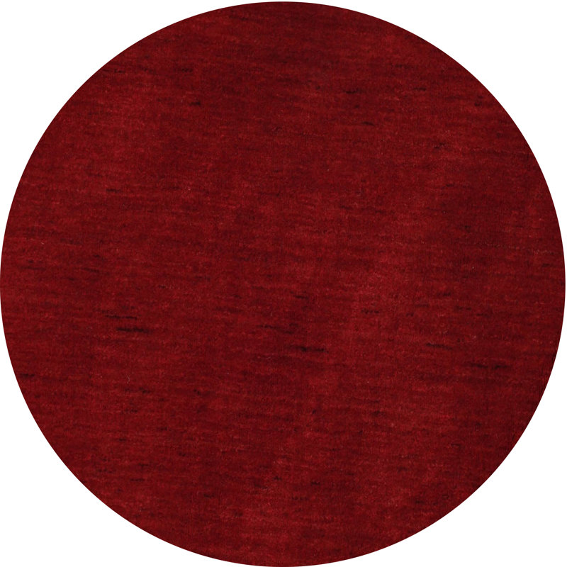 Tapis contemporain marron / rouge, Rond 6 pi