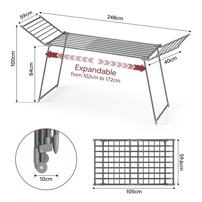 Winged Clothes Drying Rack, Grey