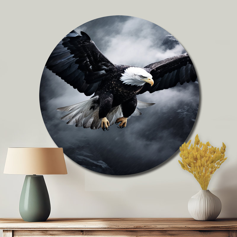 Ealge Graceful Soar Eagle - animaux, art en métal rond, H 16 po x l 16 po