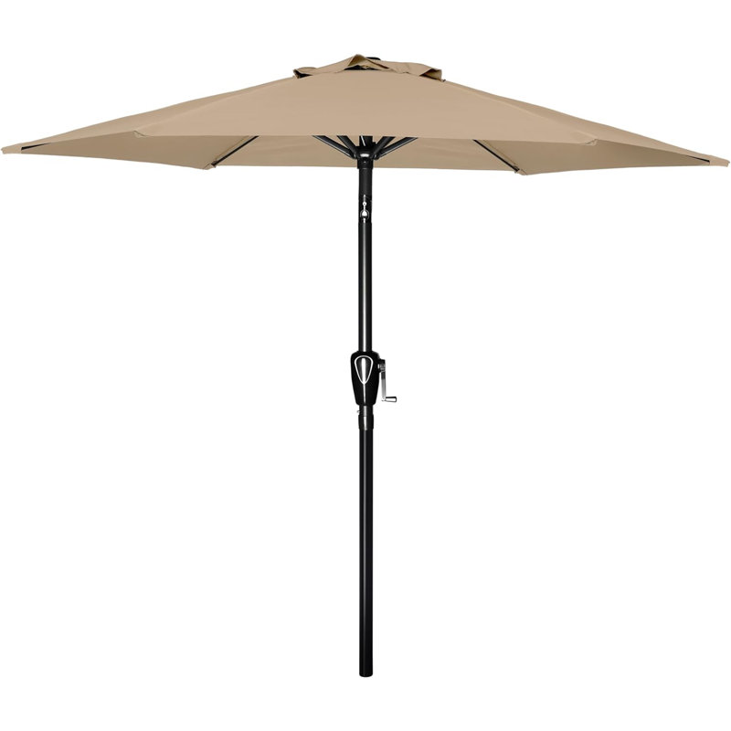 Parasol de marché à manivelle Shavonn, H 86,4 po x l 90 po x P 90 po, Tissu tan