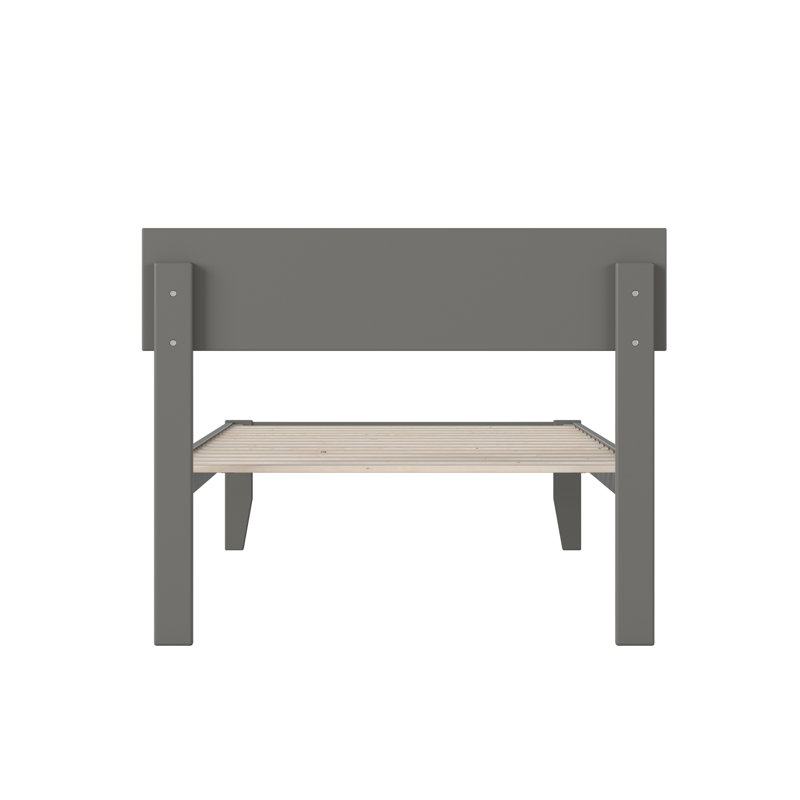 Farrah Solid Hardwood Platform Bed , Gray, Twin
