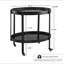 Chariot-bar ovale noir avec 2 tablettes en verre trempé noir