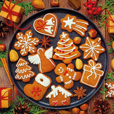 Pack Of 20 Luncheon Size Gingerbread Cookies Pattern Napkins