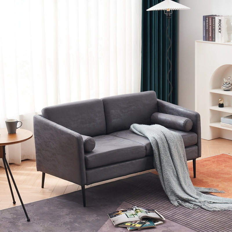 Canapé à accoudoirs carrés 51,97 po Djenabou, Toile à bronzer grise