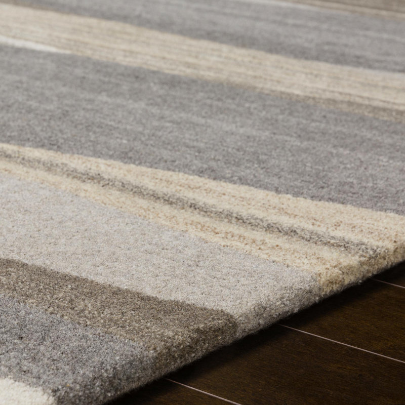 Ayeln Abstract Hand-Tufted Wool Dark Brown/Beige/Gray Rug, Square 6'