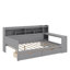 Lit de jour en bois avec tablettes de rangement, lit multifonctionnel avec deux tiroirs de rangement et bureau d'étude-1525707423