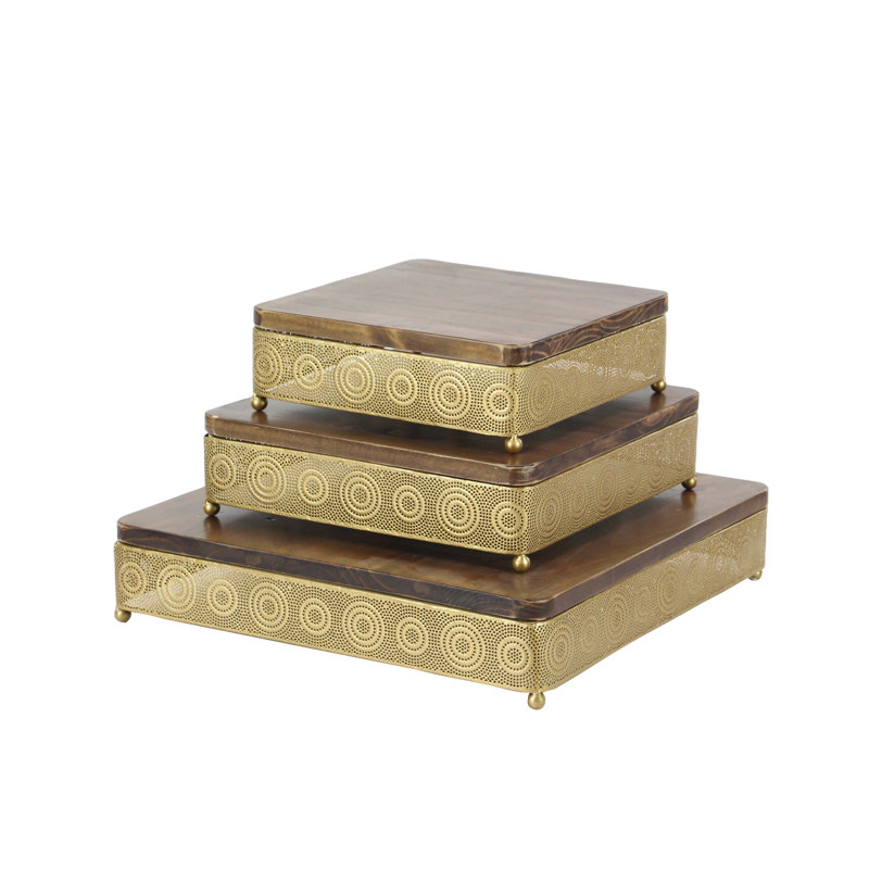 Delrio Solid Wood Decorative Tray, Gold