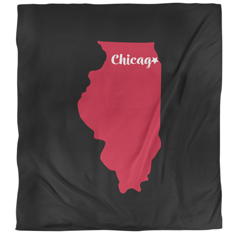Illinois Modern & Contemporary Duvet Cover, Twin Duvet Cover, Black/Pink, Microfiber