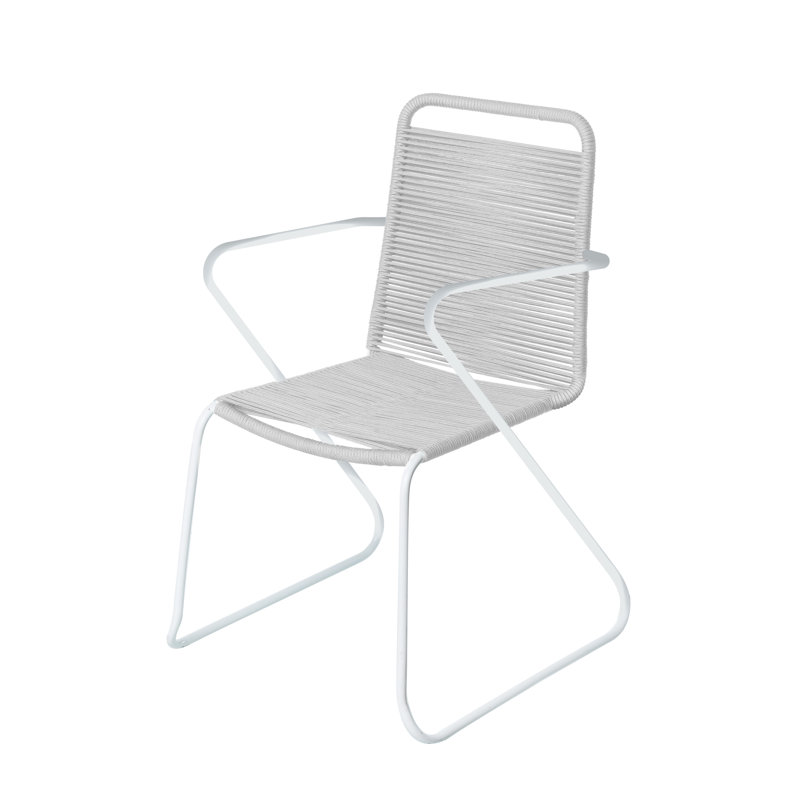 Stubblefield Stacking Patio Dining Armchair, Light grey, White