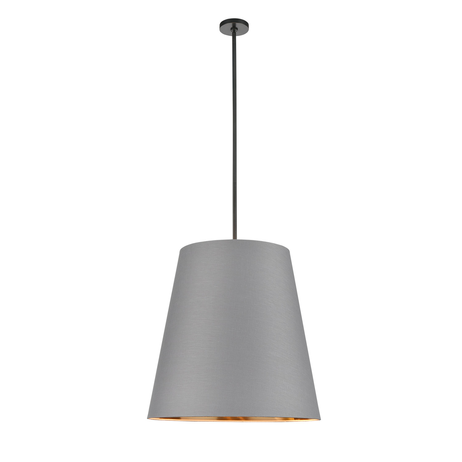 3 Light Steel Pendant, Black, 71.76" H x 24.88" W x 24.88" D, Gray