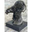 Sculpture statue de lion de montagne poudrante en bronze 11,5 po x 12 po