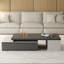 Modern Extendable Coffee Table With Hidden Drawers & Open Shelves, Contemporary Two-Tone Design