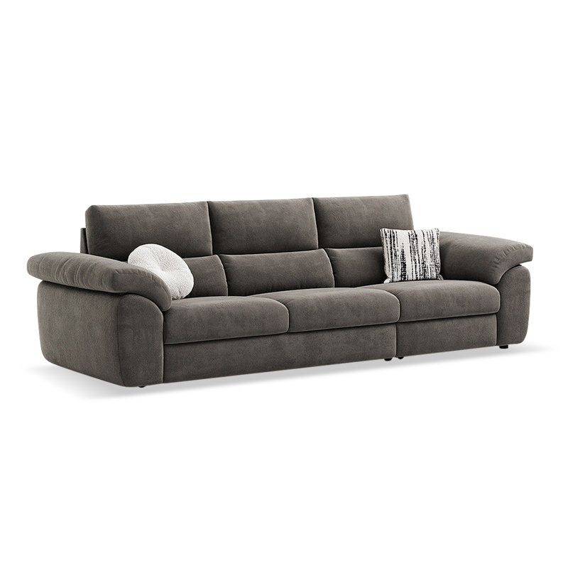 Coussin de canapé modulaire gris en lin et coton gris, Gris, H 36,22 po x l 122,05 po x P 40,55 po