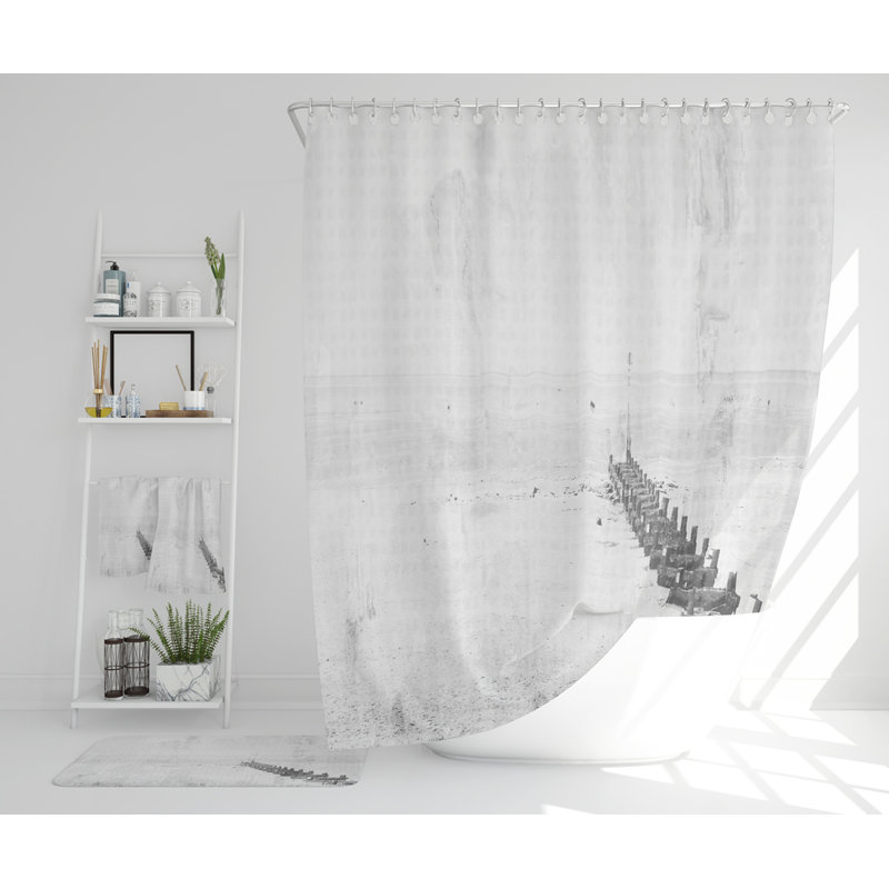 Navea Polyester Shower Curtain Set, White