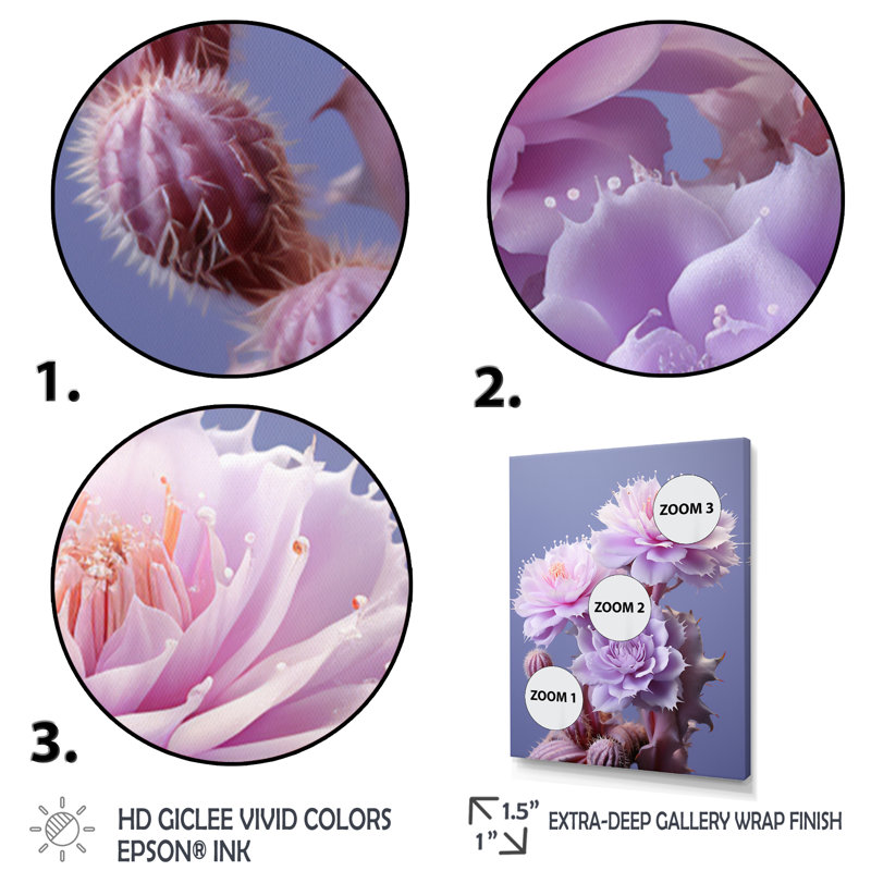 Crochet délicat subtil Torbart cactus rose II - impression, Cadre photo blanc, H 40 po x l 30 po x P 1,5 po