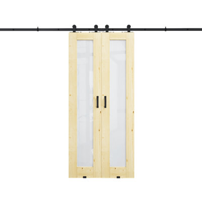 2 x 24 po x 80 po 1 plaque de porte en bois de pin non fini avec toute la quincaillerie de porte de grange