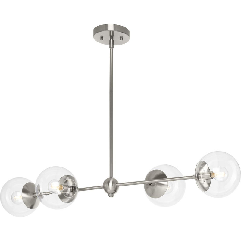 4-Light Chandelier, Nickel brossé