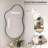 Asymmetrical Tempered Glass and metal Alloy Framed French Cleat Mounted Wall Decor Bathroom Vanity Mirror-686961143
