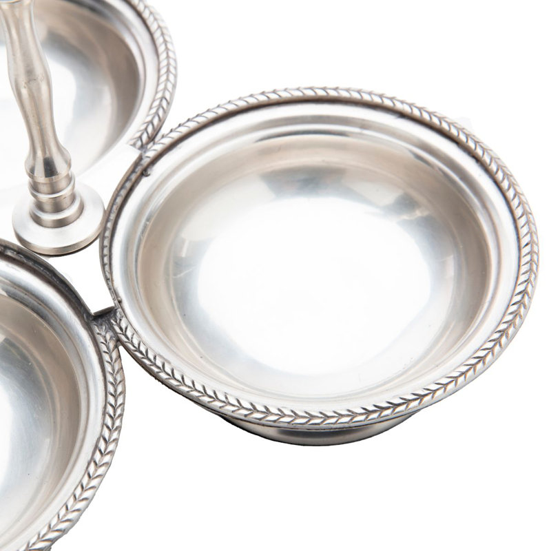 Antique Silver 3 Dish Server