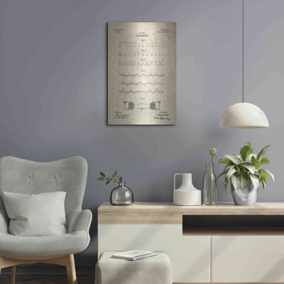 «Telegraphy Blueprint Brevet Parchment», art mural en métal