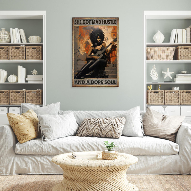 Lynmarie Music She Got Mad Hustle - 1 pièce, reproduction d'art graphique sur toile tendue, H 14 po x l 11 po x P 1,25 po