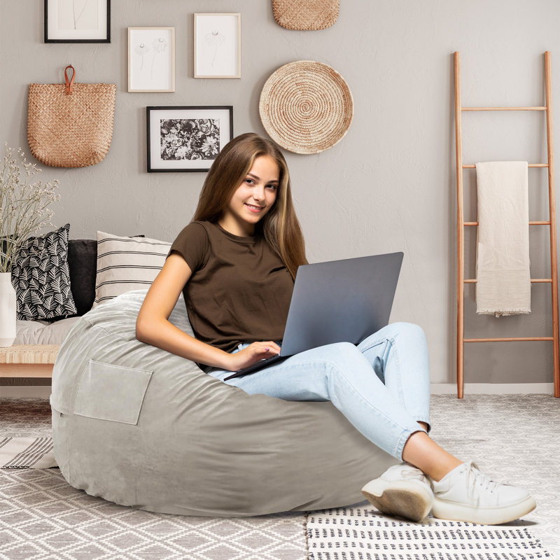 Bean Bag Chairs With Cover, Living Room Furniture Sofa, Round Fluffy Couch For Bedroom College Dorm, 22" H x 36" W x 36" D