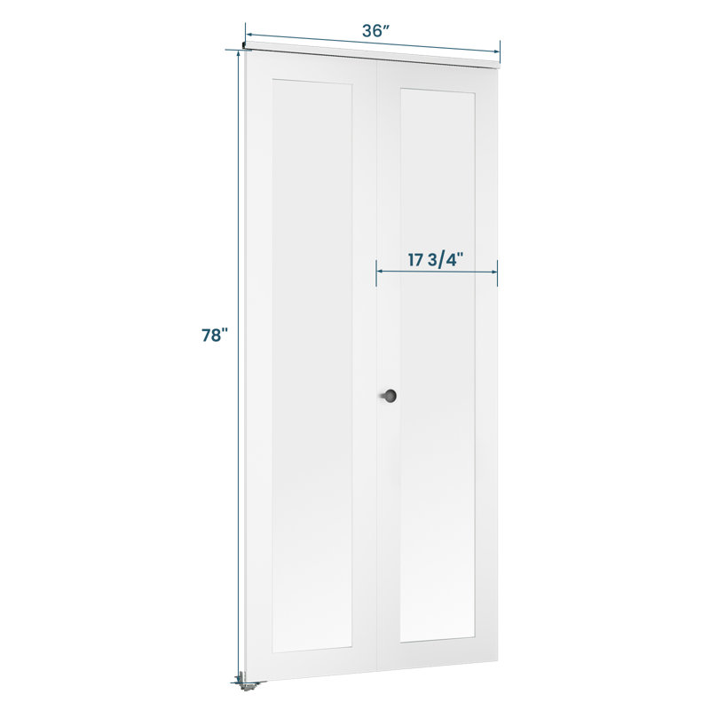 Portes pliantes en verre à miroir 1-Lite 78 po avec quincaillerie d'installation pour porte d'une hauteur de 80 po