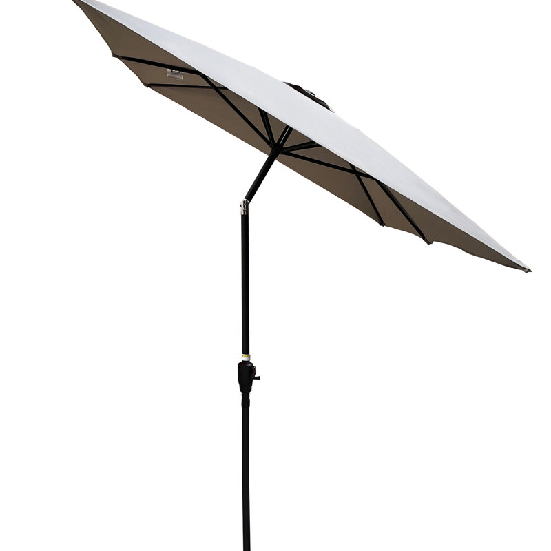 Parasol de patio 9 pi x 6 pi - pour résister aux intempéries et à la manivelle avec inclinaison pour le jardin, Gris moyen