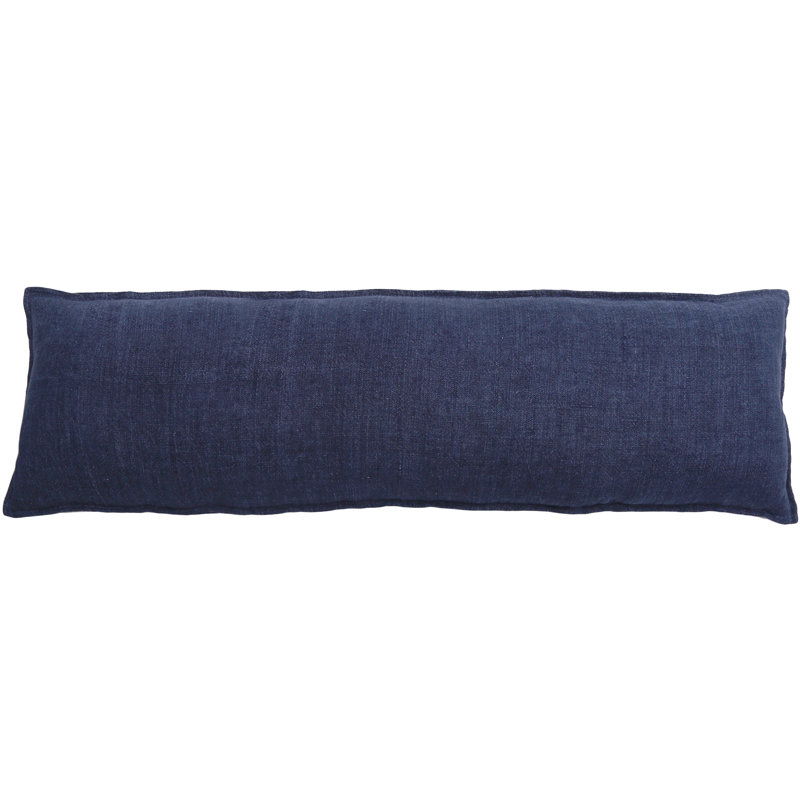 Montauk Oversized Indigo Linen Body Pillow with Delicate Flange