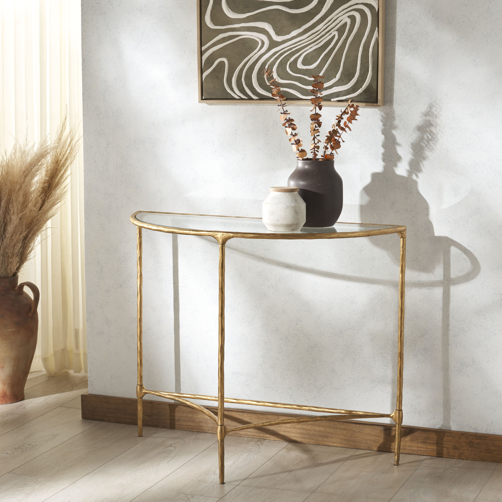 Isabellina Half Moon Console, Brass
