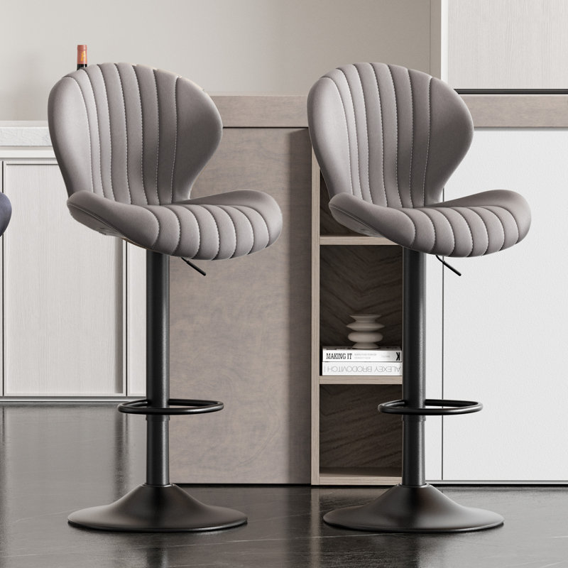 19.29" Bar Stools Set of 2 Modern Swivel Bar Chairs, Barstools Counter Height with High Backrest, Easy 3-5 Minute Assembly for Bar, Kitchen, Dining Room