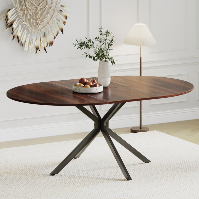 Metal Base Dining Table, Brown