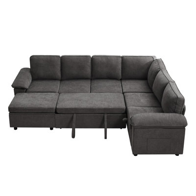 Canapé-lit modulaire modulaire en forme de U 108 po 108 po avec lit escamotable et repose-pieds avec rangement 108 po