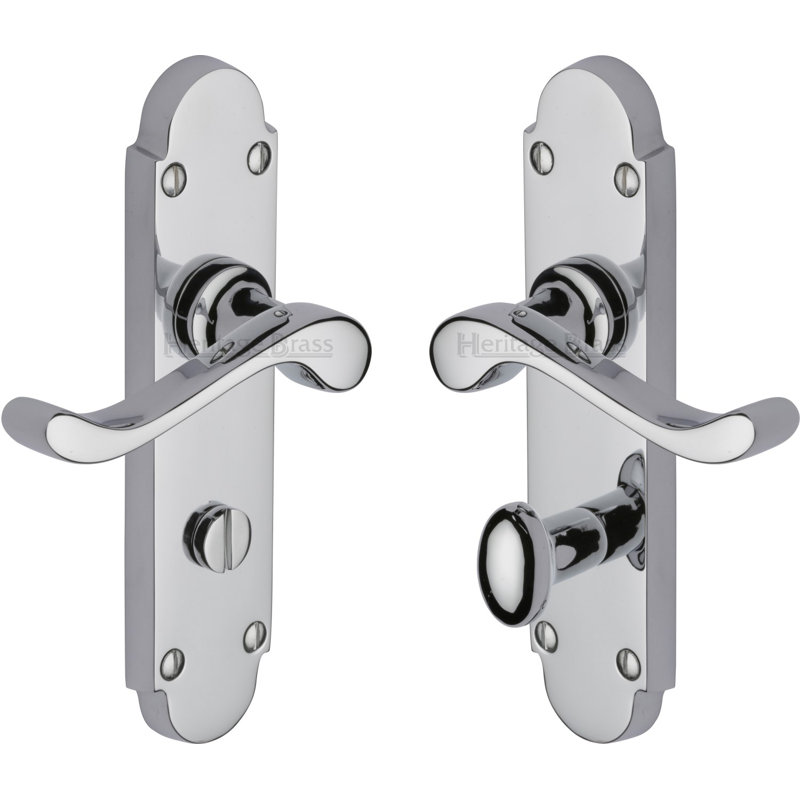 Heritage Brass Heritage Door Handle for Bathroom Savoy Design, Polished Chrome