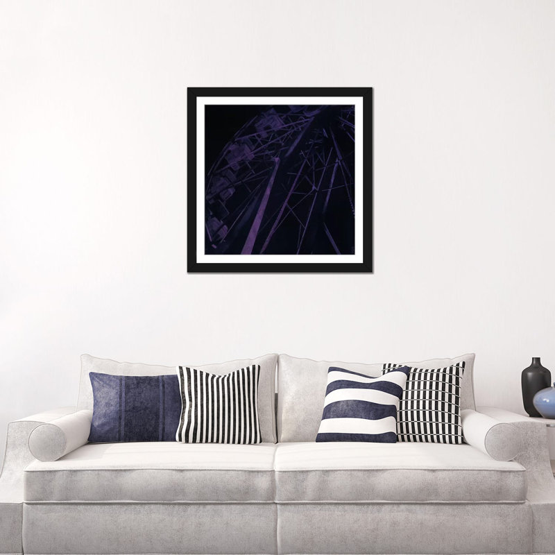 « fun forest night », impression sur toile tendue, Papier d'art encadré noir, Blanc, H 24 po x l 24 po x P 1 po