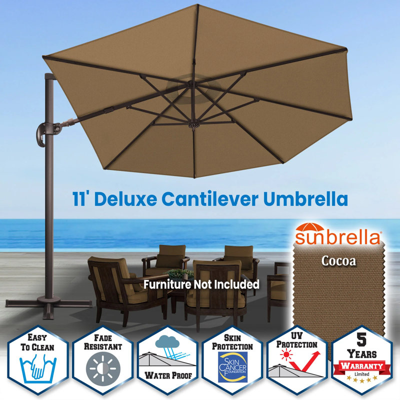 Parasol 11 'Deluxe Sunbrella, Cacao