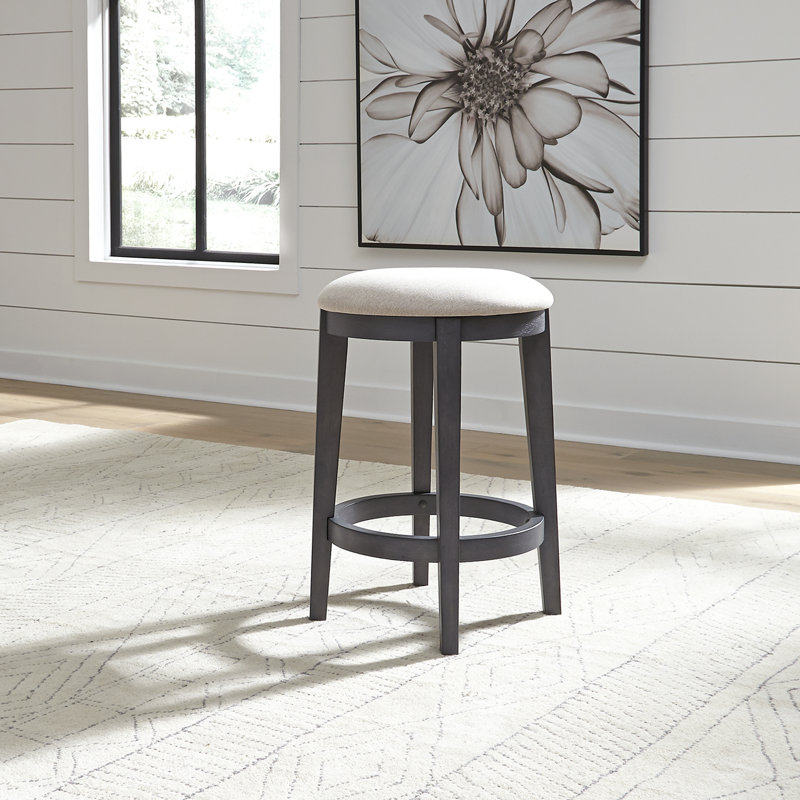 Cassady Console Stool w/ Upholstered Seat, Gray