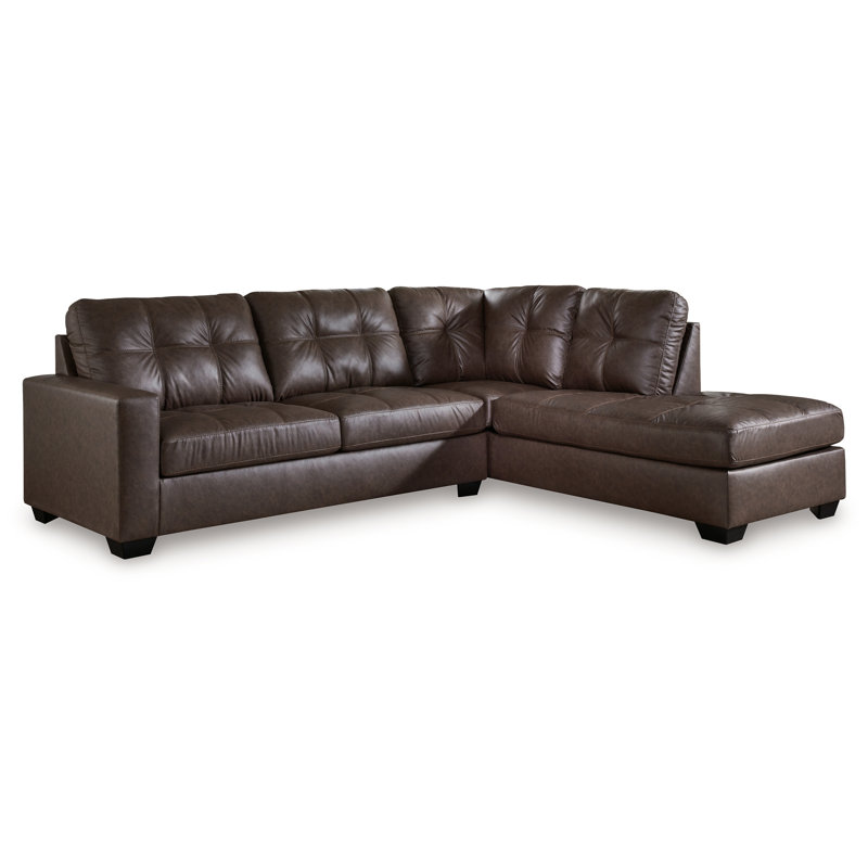 Canapé modulaire 2 pièces avec méridienne Barlin Mills, Gris, Orienté à droite