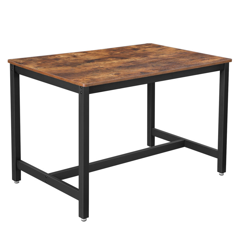 Flovilla Metal Base Dining Table, Rustic Brown