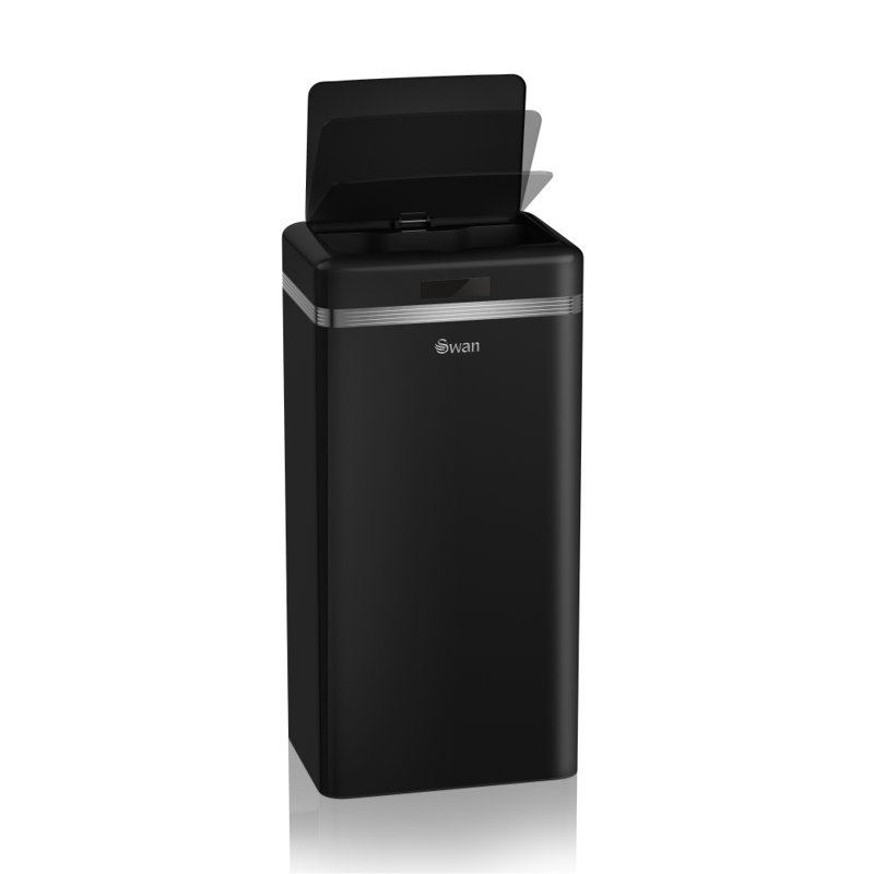 Retro Metal Motion Sensor Kitchen Trash Can - 45L, Black