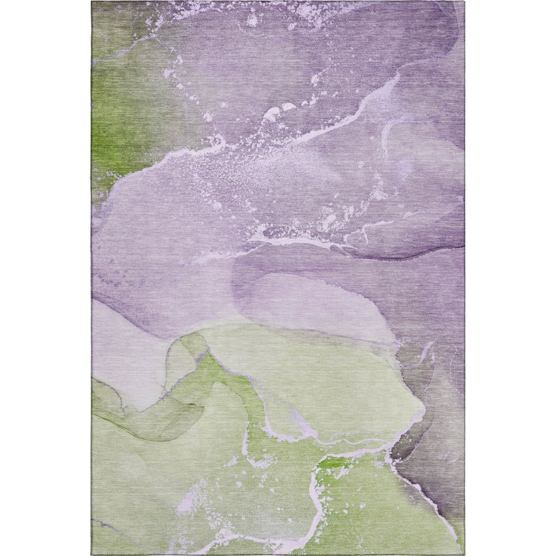 Premium Machine Washable Cerrito AMF517 Purple Rug, Rectangle 9' x 12'